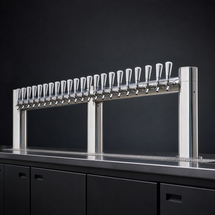 Product image #4 for Metropolis M 24-Faucet Countertop Glycol-Cooled Draft Beer Tower, 84-Inch Wide, Polished Stainless Steel
