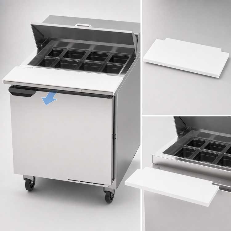 Product image #5 for Beverage-Air SPE27HC 27-Inch One-Section Sandwich Prep Table with 8-Pan Top