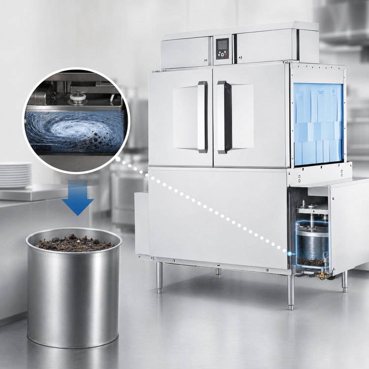 Product image #4 for Hobart Warewash Flow CL44-ADV+BUILDUP Single-Tank Conveyor Dishwasher with Drain Water Energy Recovery, 202 Racks/Hour