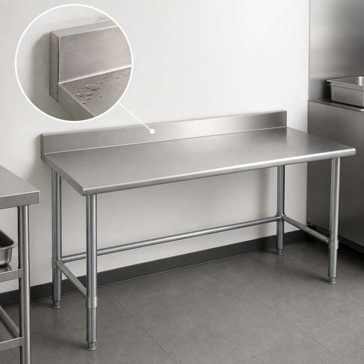 Product image #4 for Spec-Master Stainless Steel Work Table with Backsplash, 108 x 24 Inches