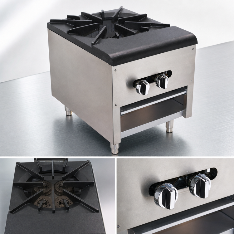 Product image #4 for Comstock-Castle 18-Inch Gas Stock Pot Range with Open Front Cabinet Base, 1 Double Burner Section, 110,000 BTU