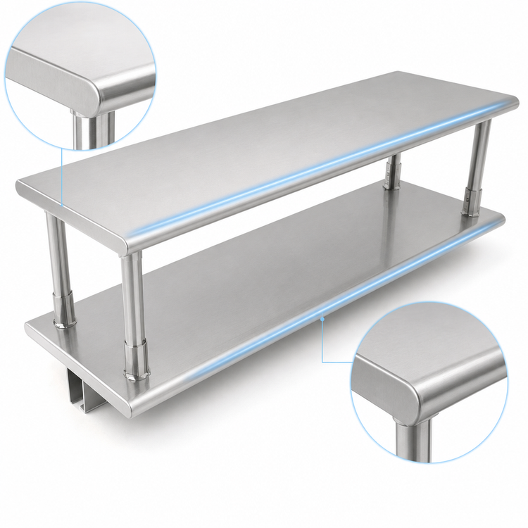 Product image #4 for Eagle PTS-2448-2 48-Inch x 24-Inch Pass-Thru Shelf with Overshelf, Wall-Mounted Stainless Steel
