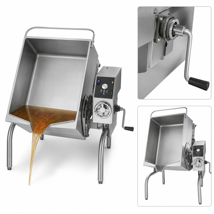 Product image #4 for Groen 40-Gallon Electric Braising Pan with Advanced Controls, Manual Tilt, and Open Leg Base