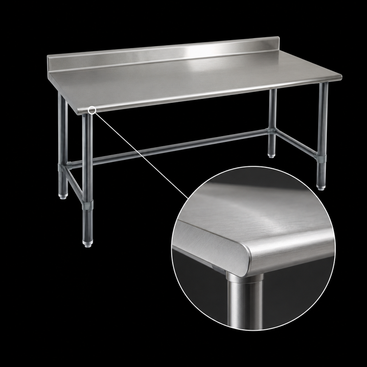 Product image #4 for Eagle Deluxe Series 108" W x 30" D Stainless Steel Work Table with 4-1/2" Backsplash