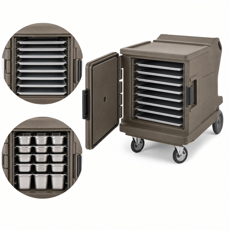 Product image #5 for Cambro Camtherm Low Profile Single-Door Electric Hot Holding Cabinet Cart, Granite Sand