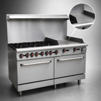 Thumbnail image #4 for Hurakan by Equip.me 60-Inch Heavy Duty Commercial Gas Range with 6 Open Burners, Griddle, and 2 Ovens