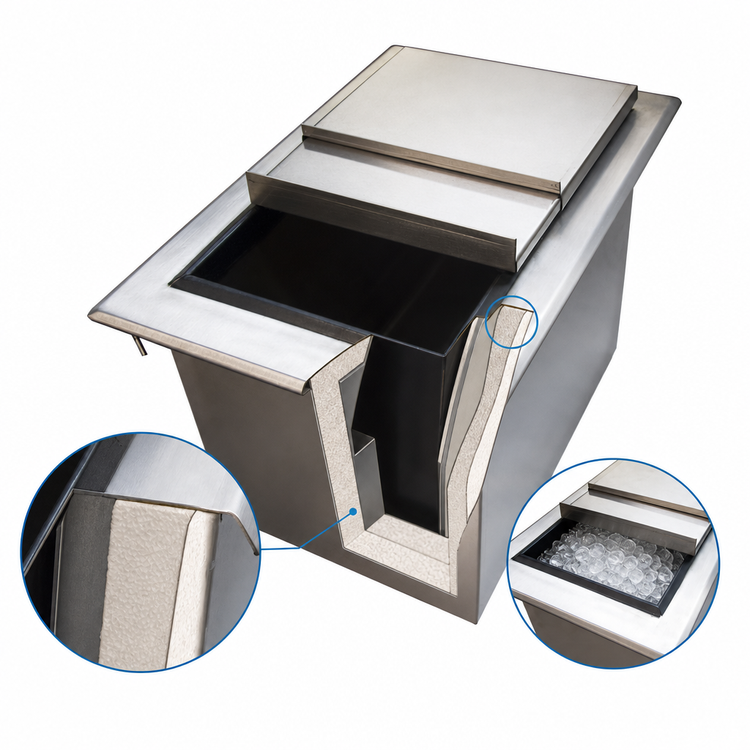 Product image #4 for BK Resources 36-Inch x 20-Inch Drop-In Ice Bin with Sliding Cover, Without Cold Plate