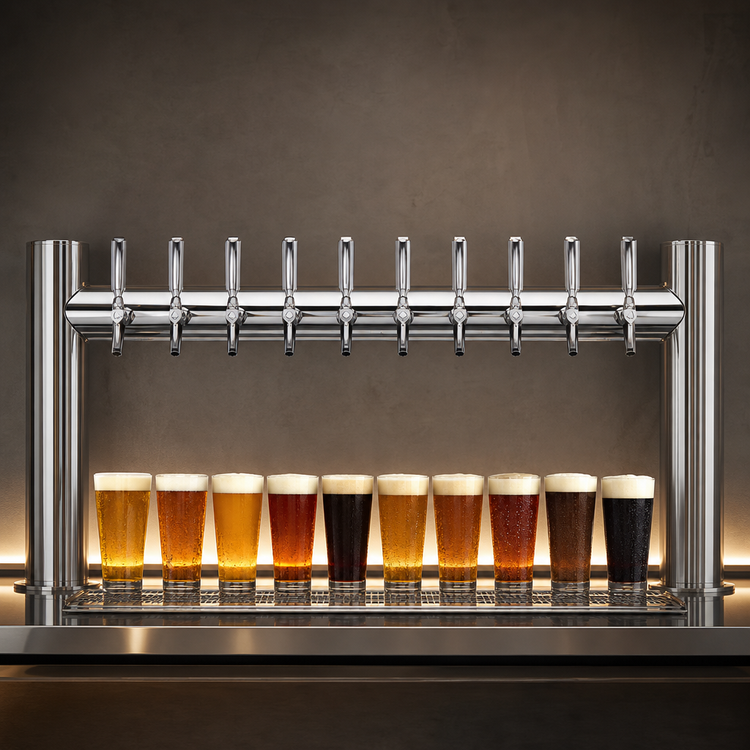 Product image #4 for Metropolis WM 10-Faucet Wall-Mount Glycol-Cooled Draft Beer Tower, 2-Column, Polished Stainless Steel
