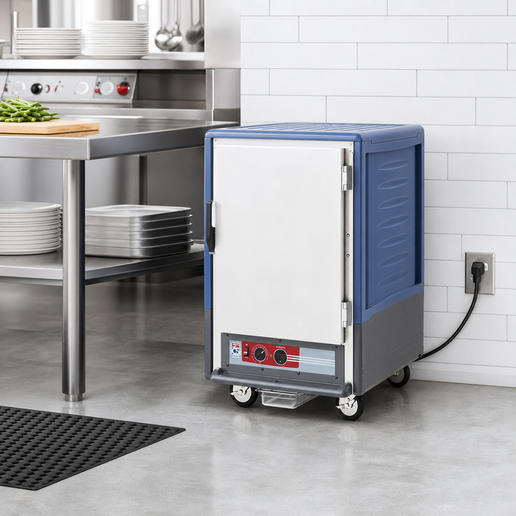 Product image #4 for Metro C5 3 Series Half-Height Low-Watt Heated Holding Cabinet with Solid Door, Fixed Wire Slides, Blue