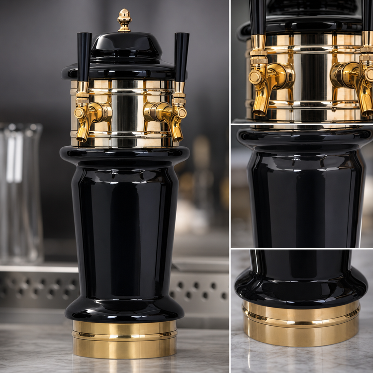 Product image #4 for Glastender Monaco 4-Faucet Polished Brass Glycol-Cooled Draft Dispensing Tower