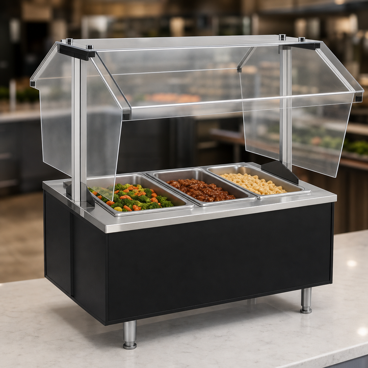 Product image #4 for Eagle Group Service Mate Deluxe Countertop Buffet Hot Food Table, 3 Wells, Sneeze Guard, 48 Inch, 120V