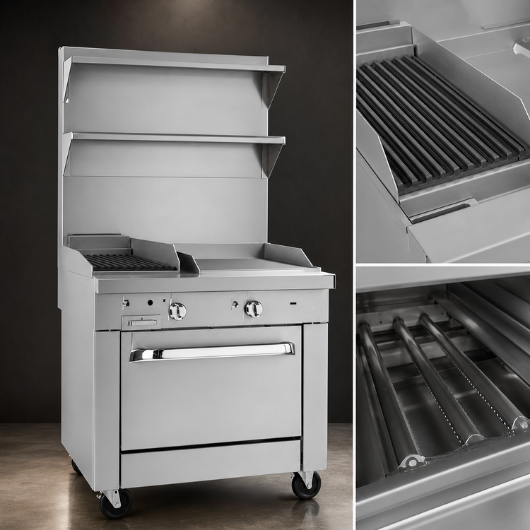 Product image #4 for Southbend Platinum 32-Inch Gas Heavy Duty Range with 16-Inch Griddle, 16-Inch Charbroiler, and Convection Oven