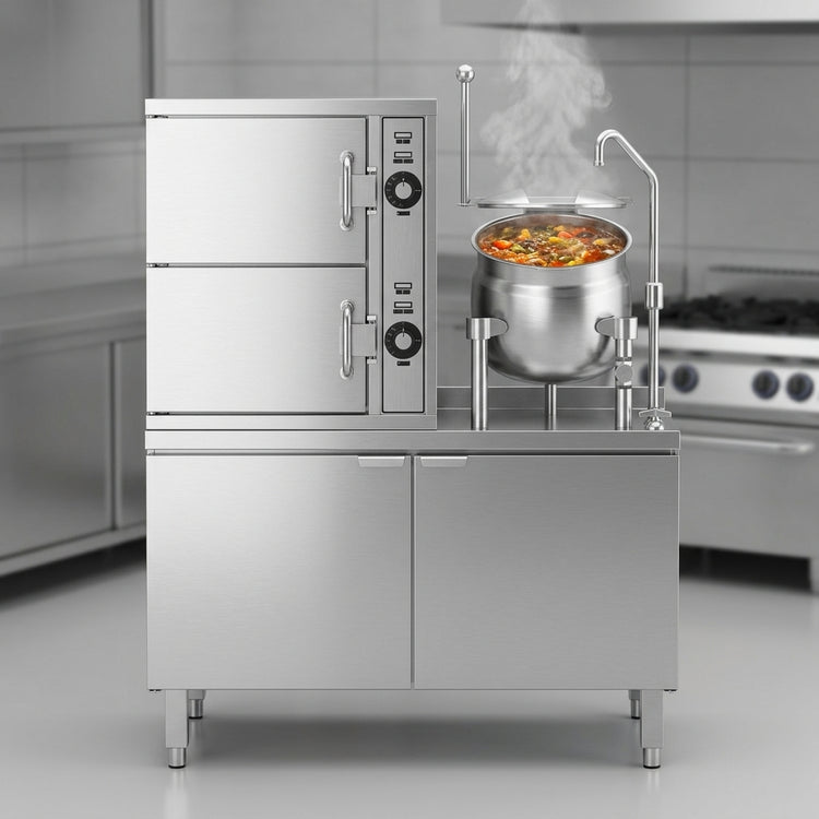Product image #3 for Crown SCX-10-10 Two Compartment Full-Size Convection Steamer with 10 Gallon Kettle