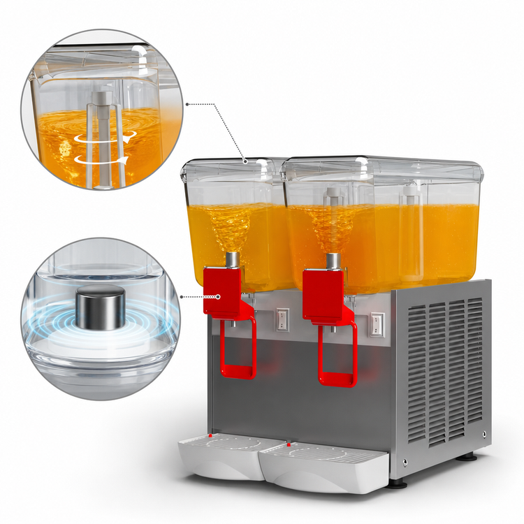 Product image #4 for Trento Ugolini Arctic Deluxe 2-Bowl Countertop Juice Dispenser, 5.3 Gallon Bowls, 115V