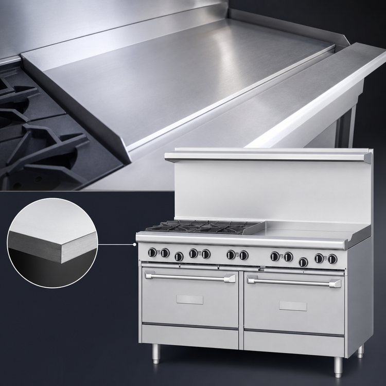 Product image #4 for US Range U Series 60-Inch Gas Restaurant Range with 1 Griddle and 2 Storage Base Cabinets