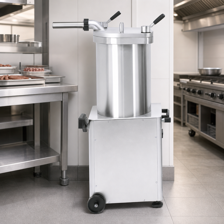Product image #4 for Trento 95 lb Vertical Automatic Hydraulic Piston Sausage Stuffer with Fixed Barrel, Stainless Steel, 110V