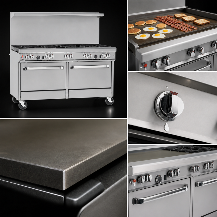 Product image #4 for Southbend Ultimate 60-Inch Gas Restaurant Range with 48-Inch Thermostatic Griddle, Open Burners, Standard Oven, and Convection Oven
