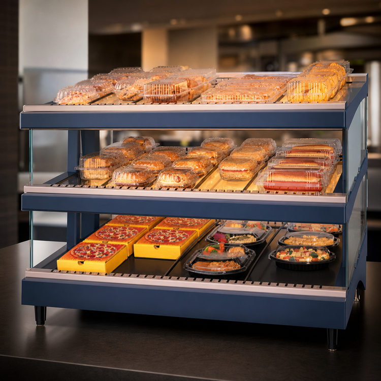 Product image #4 for Hatco Glo-Ray Designer Slant Dual-Shelf Countertop Hot Food Display Warmer with Heated Glass Shelves