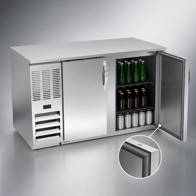 Product image #4 for Beverage Air Two-Section Solid Door Back Bar Refrigerator, 58-Inch Wide, Self-Contained R290