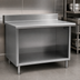 Thumbnail image #4 for Spec-Master 72 Inch x 24 Inch Open Front Stainless Steel Work Table with 4-1/2 Inch Backsplash