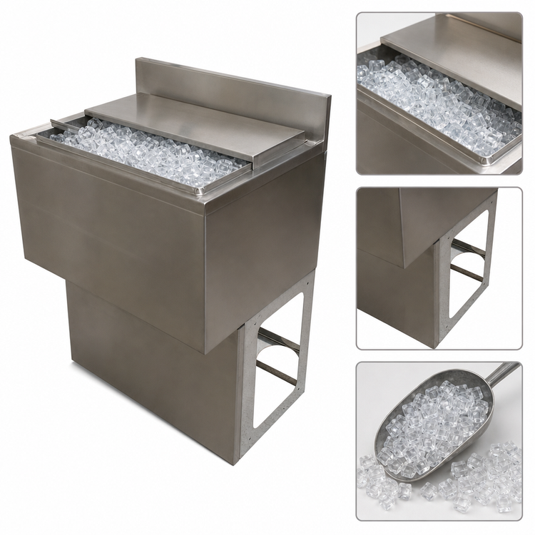 Product image #5 for BK Resources 30-Inch Underbar Insulated Ice Bin with 7-Circuit Aluminum Cold Plate, 80 lb Capacity
