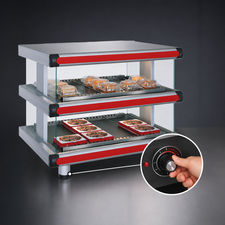 Product image #4 for Hatco Glo-Ray® Designer Horizontal Countertop Hot Food Display Warmer, 2 Shelves, 3380W