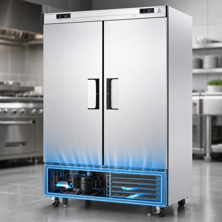 Product image #4 for Everest Refrigeration 2-Section Dual Temperature Reach-In Refrigerator/Freezer Combo, 48 Cu. Ft., Stainless Steel