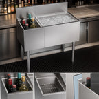Thumbnail image #4 for Krowne Royal Series KR19-M36R 36-Inch Stainless Steel Underbar Combination Ice Bin, Right-Hand Ice Bin, Left Bottle Storage, 74 lb. Capacity
