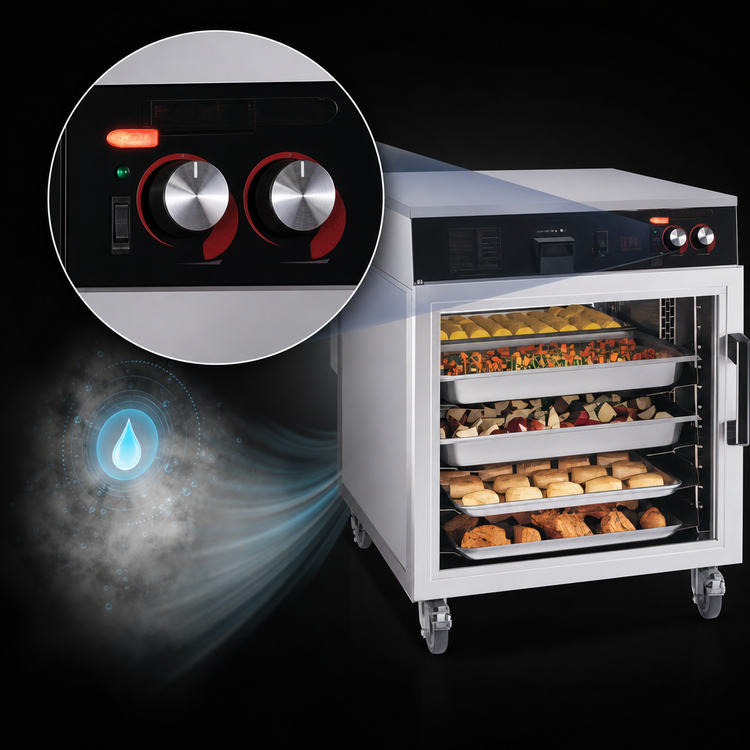 Product image #4 for Hatco Flav-R-Savor® Pass-Thru Mobile Heated Holding Cabinet with Glass Doors, 6 Full-Size Sheet Pan Capacity