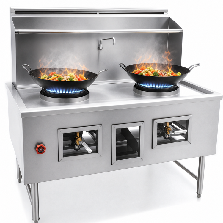 Product image #4 for Omcan USA 48-Inch Natural Gas 2-Chamber Wok Range with Water-Cooled Top