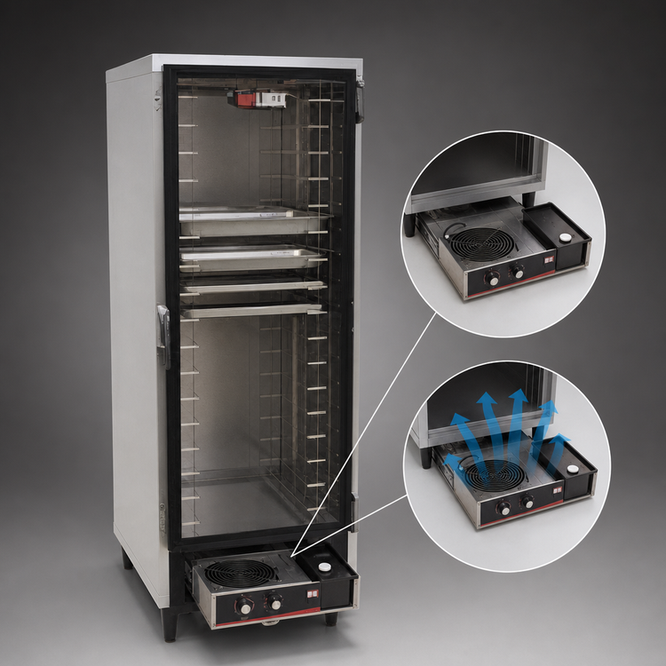 Product image #4 for hotLOGIX HL2-8 Half-Height Humidified Heated Holding Cabinet / Heater-Proofer, Non-Insulated Aluminum, Glass Door, 16-Pan Capacity
