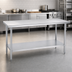 Thumbnail image #4 for Duke 84-Inch Stainless Steel Work Table with Undershelf, 24-Inch Deep, Flat Top, 36-Inch High