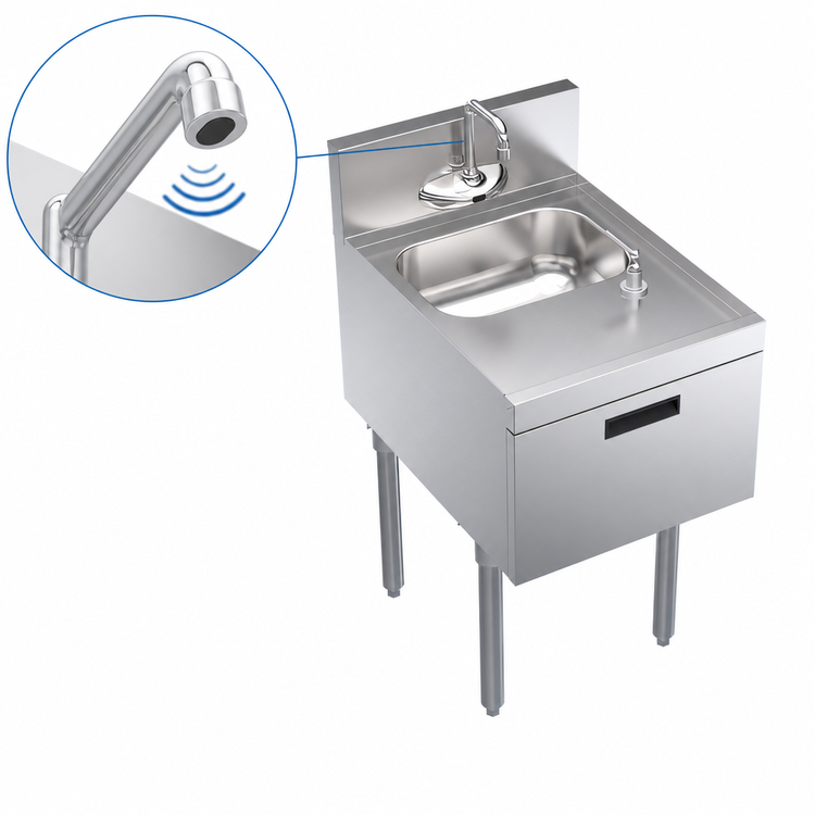 Product image #4 for Krowne Royal Series 18-Inch Freestanding Underbar Hand Sink Unit with Electronic Faucet and Soap/Towel Dispensers
