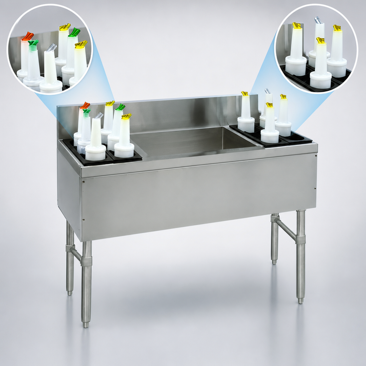Product image #4 for Advance Tabco Prestige Supreme 54-Inch Stainless Steel Bar Ice Chest with Dual Bottle Wells, 85 lb Capacity