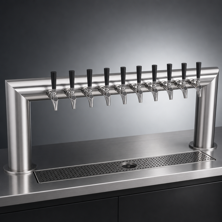 Product image #4 for Krowne 10-Faucet Pass-Thru Glycol-Cooled Beer Tower, 43-Inch Overall Length, Brushed Stainless Steel