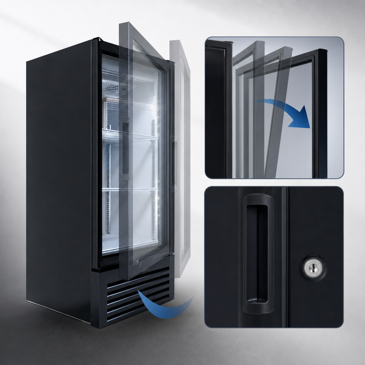 Product image #4 for Beverage-Air Marketeer MT10-1B Single-Section Reach-In Glass Door Merchandiser Refrigerator, Black, 9.43 Cu. Ft.