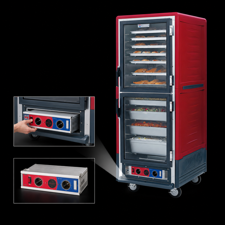 Product image #4 for Metro C5 3 Series Full-Height Combination Heated Holding and Proofing Cabinet with Dutch Solid Aluminum Doors and Fixed Wire Slides