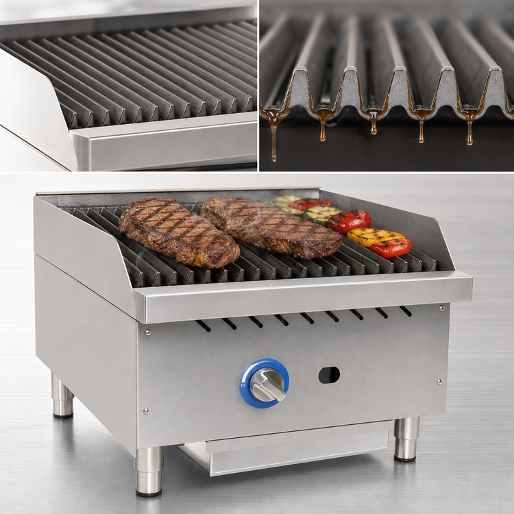 Product image #4 for Globe 15-Inch Gas Countertop Char Rock Charbroiler, Natural Gas/LP Convertible