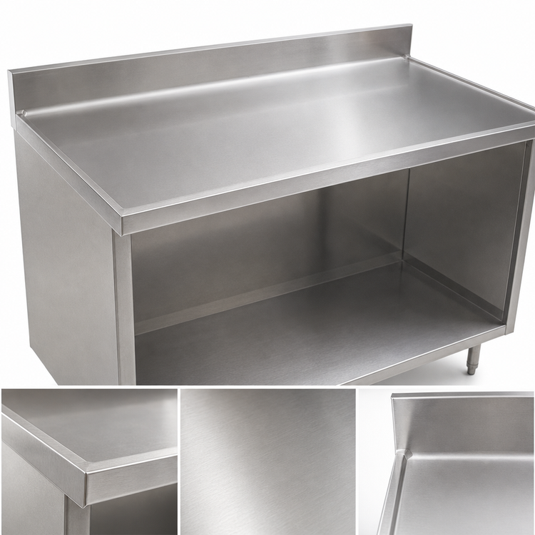 Product image #4 for Spec-Master Marine Counter Edge Open Front Cabinet Base Work Table, 60W x 24D, 14-Gauge 304 Stainless Steel Top