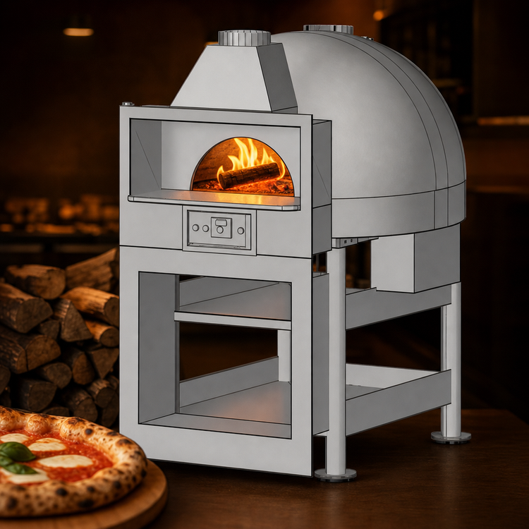 Product image #4 for Marra Forni Enclosed Facade Wood-Fired Brick Pizza Oven with Stand, 55-1/8-Inch Round Deck
