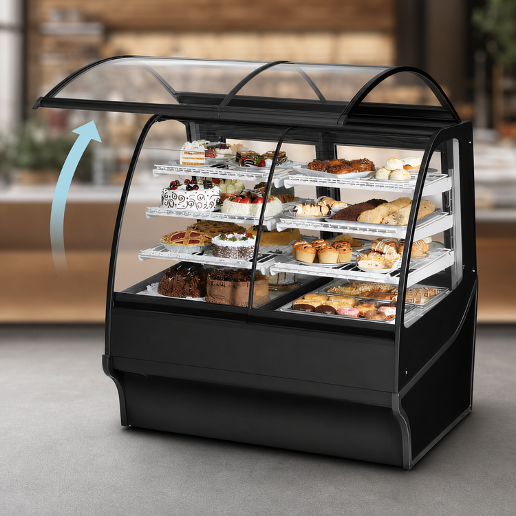 Product image #5 for True Dual-Zone Dry/Refrigerated Full-Service Display Merchandiser, 48-1/4 Inch, Curved Glass Front, Self-Contained