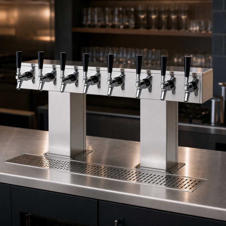 Product image #4 for Extra High 8-Faucet Countertop Bridge Tee Glycol-Cooled Draft Beer Tower, Stainless Steel