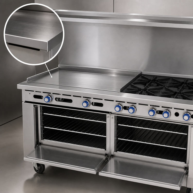 Product image #4 for Imperial Pro Series 72-Inch Commercial Gas Range with 4 Open Burners, 48-Inch Griddle, Standard Oven, and Open Cabinet Base