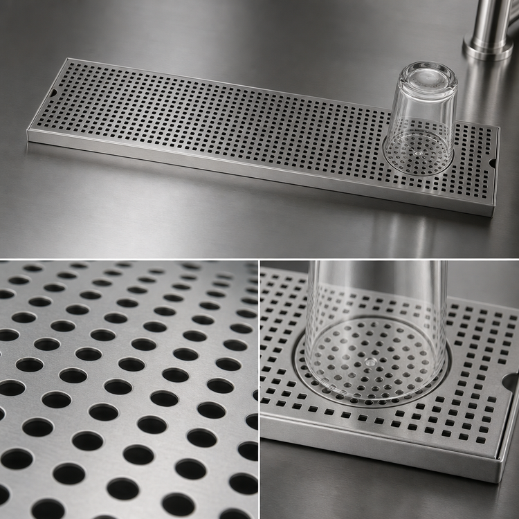 Product image #4 for 30 Inch Surface-Mount Stainless Steel Drip Tray Trough with Integral Glass Rinser