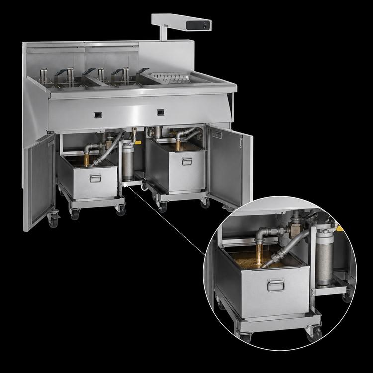 Product image #4 for Imperial Electric Floor Fryer with 2 x 50 lb Tanks, Built-In Filter System and Dump Station