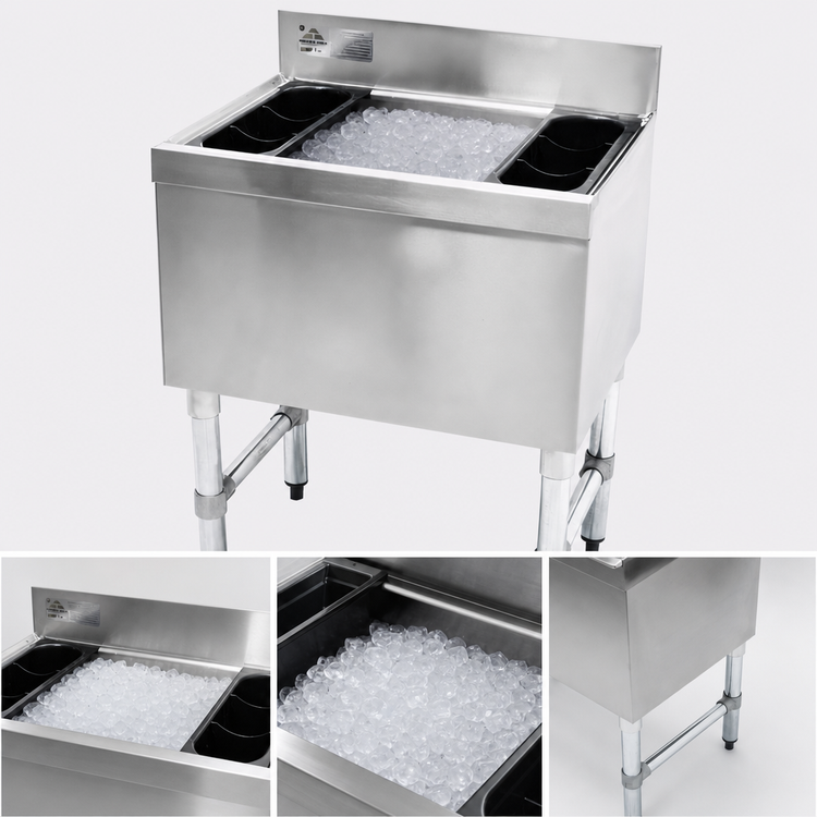 Product image #4 for Advance Tabco Underbar Basics™ Stainless Steel 30-Inch Wide Cocktail Unit with 12-Inch Deep Ice Bin and 10-Circuit Cold Plate