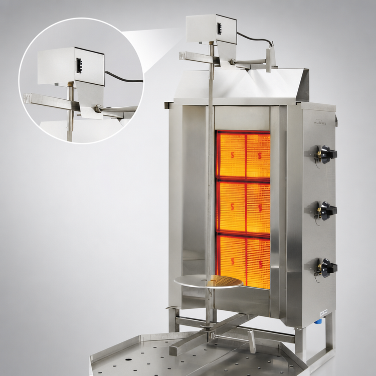 Product image #4 for Eurodib VGB3 Natural Gas Vertical Broiler / Gyro with 3 Double Burners