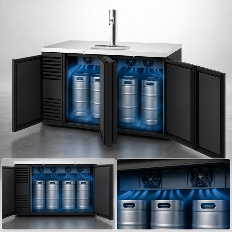Product image #4 for True Pass-Thru Single-Zone Refrigerated Draft Bar Cooler, 60-Inch, 4 Doors, 1 Beer Column