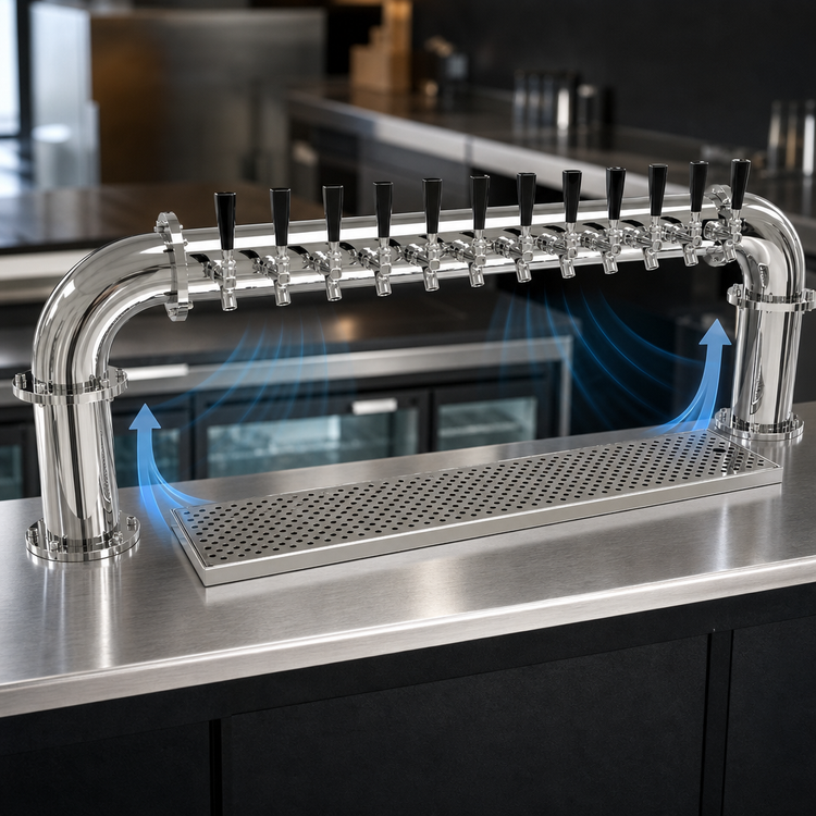 Product image #4 for Countertop Air-Cooled 12-Faucet Pipe Pass-Thru Draft Dispensing Tower