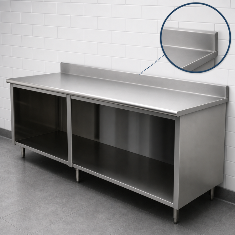 Product image #4 for Advance Tabco Special Value Series 108-Inch x 30-Inch Stainless Steel Open Base Work Table with 5-Inch Backsplash